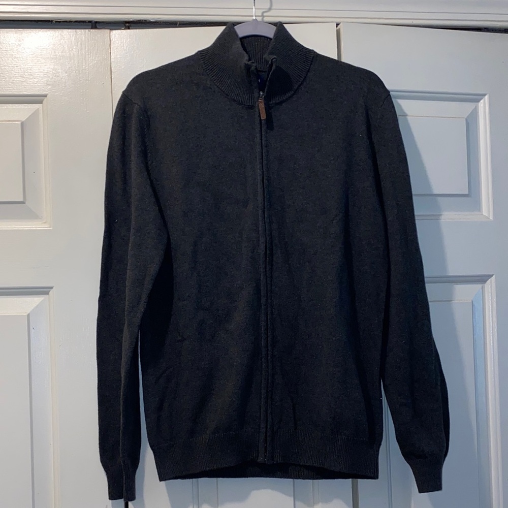 Club Room Men's Charcoal Zip-Up Sweater